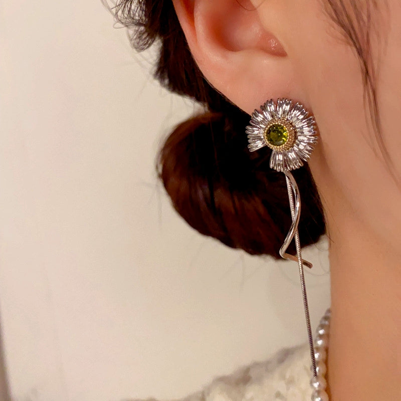 14K Gold-Plated Daisy Long Tassel Earrings