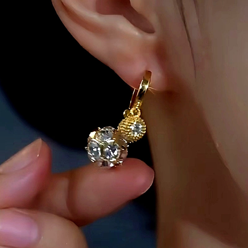 14K Gold-Plated Diamond Ball Tassel Earrings