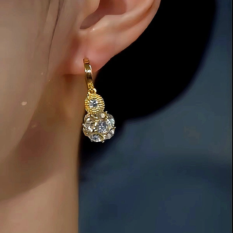 14K Gold-Plated Diamond Ball Tassel Earrings