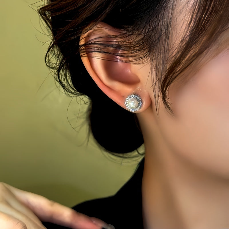 14K Gold-Plated Diamond Bead Stud Earrings
