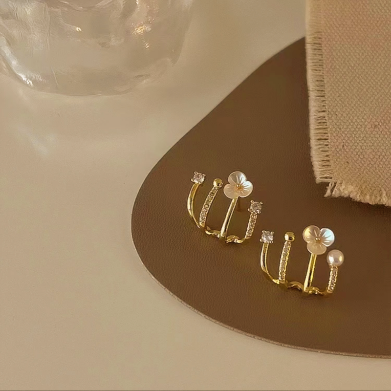 14K Gold-Plated Diamond Fresh flower Studs