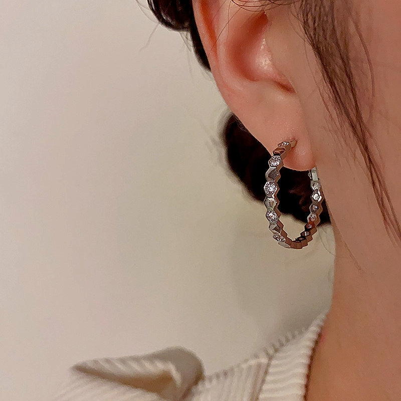 14K Gold-Plated Diamond Hoop Earrings