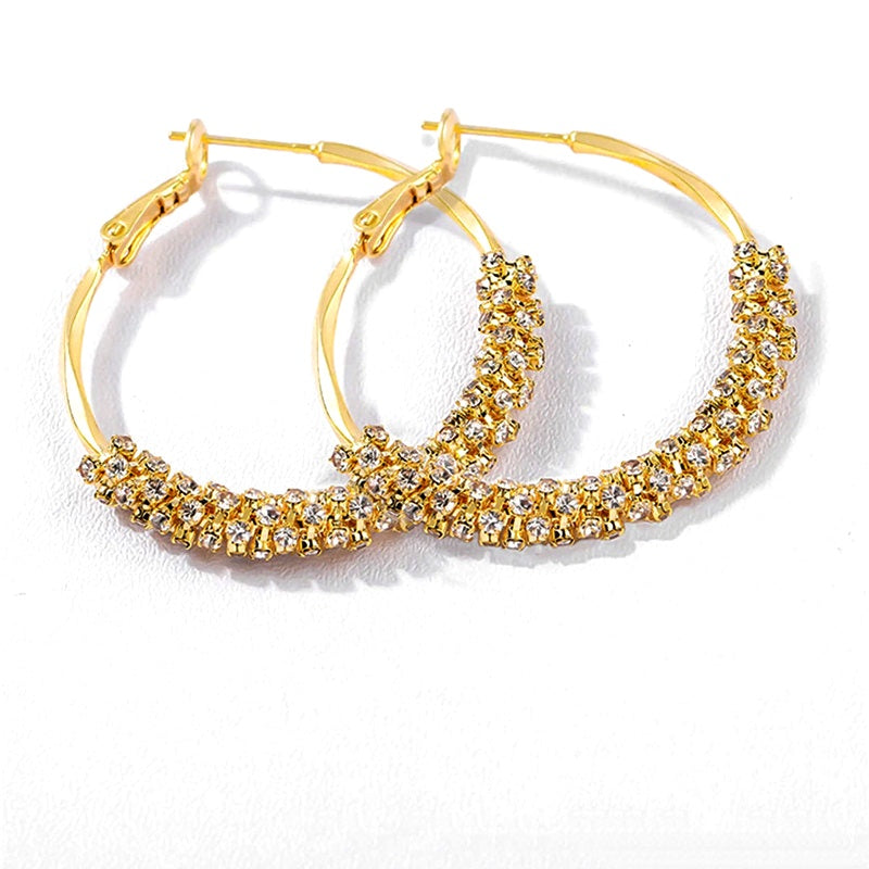 14K Gold-Plated Diamond Hoop Earrings