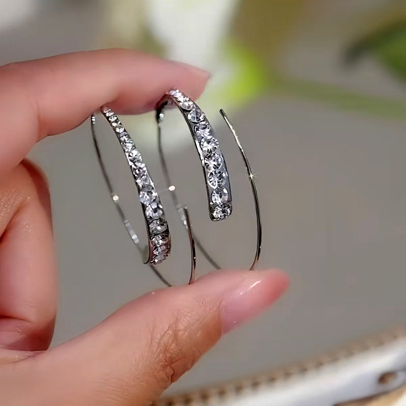 14K Gold-Plated Diamond Hoop Earrings