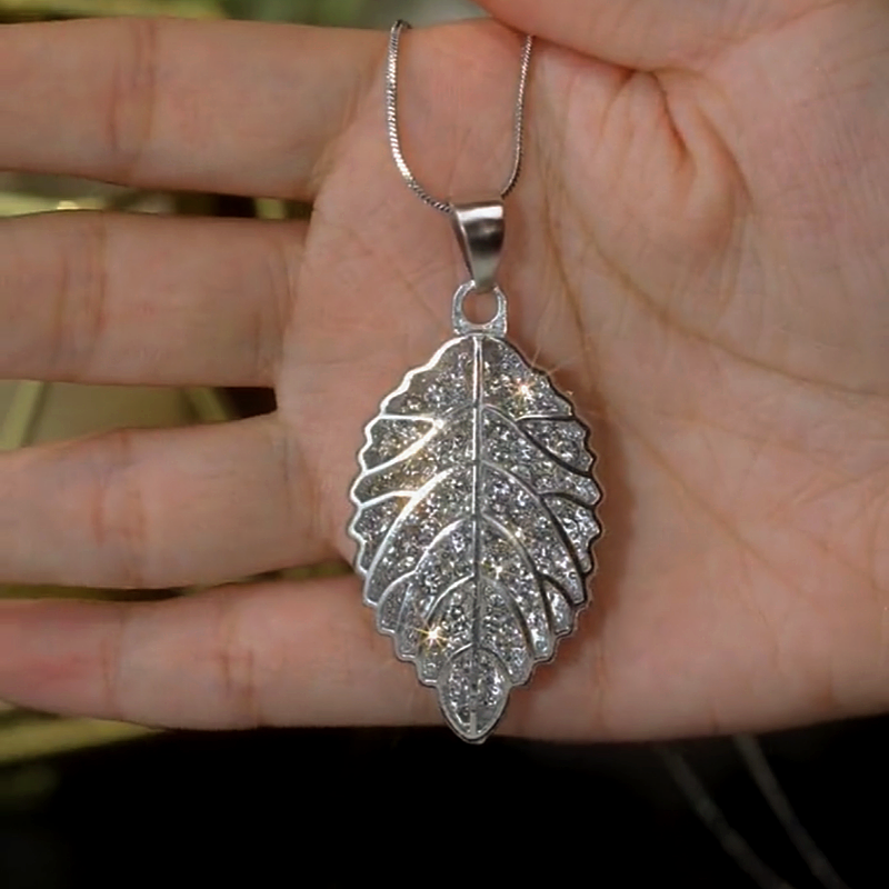 14K Gold-Plated Diamond Leaf Sweater Chain Necklace