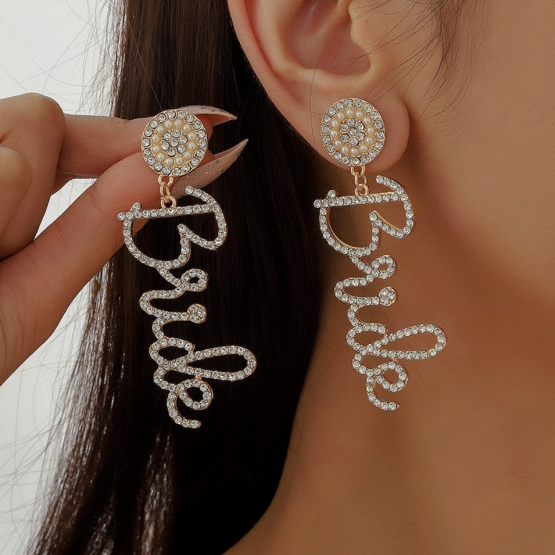 14K Gold-Plated Diamond Letter Tassel Earrings