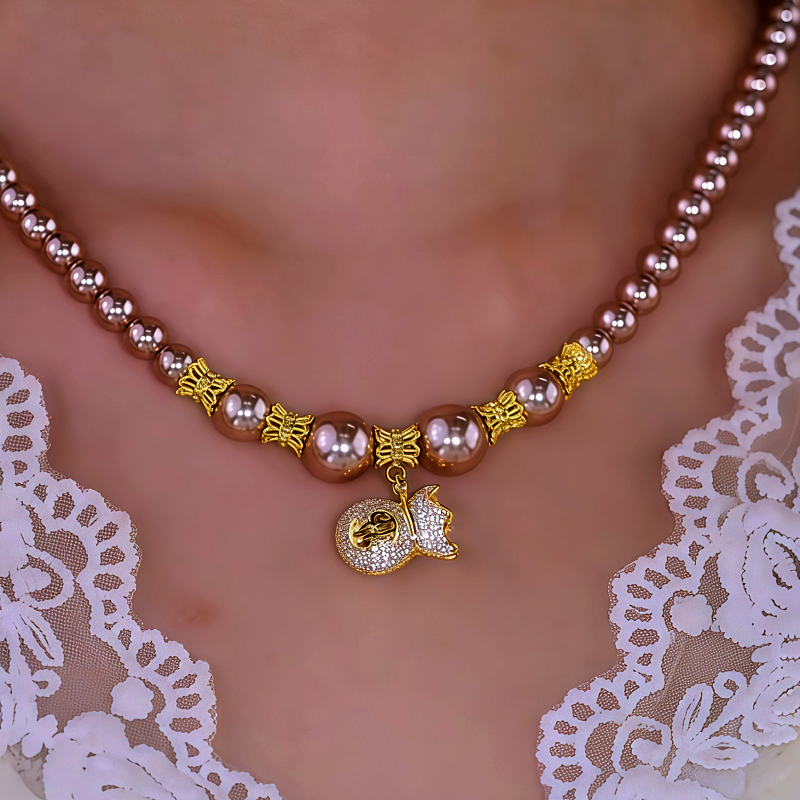 14K Gold-Plated Diamond Lucky Bag Pearl Necklaces