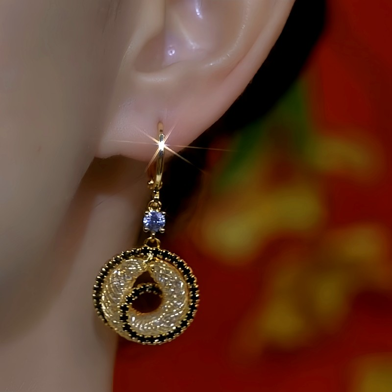 14K Gold-Plated Diamond Mesh Hoop Earrings