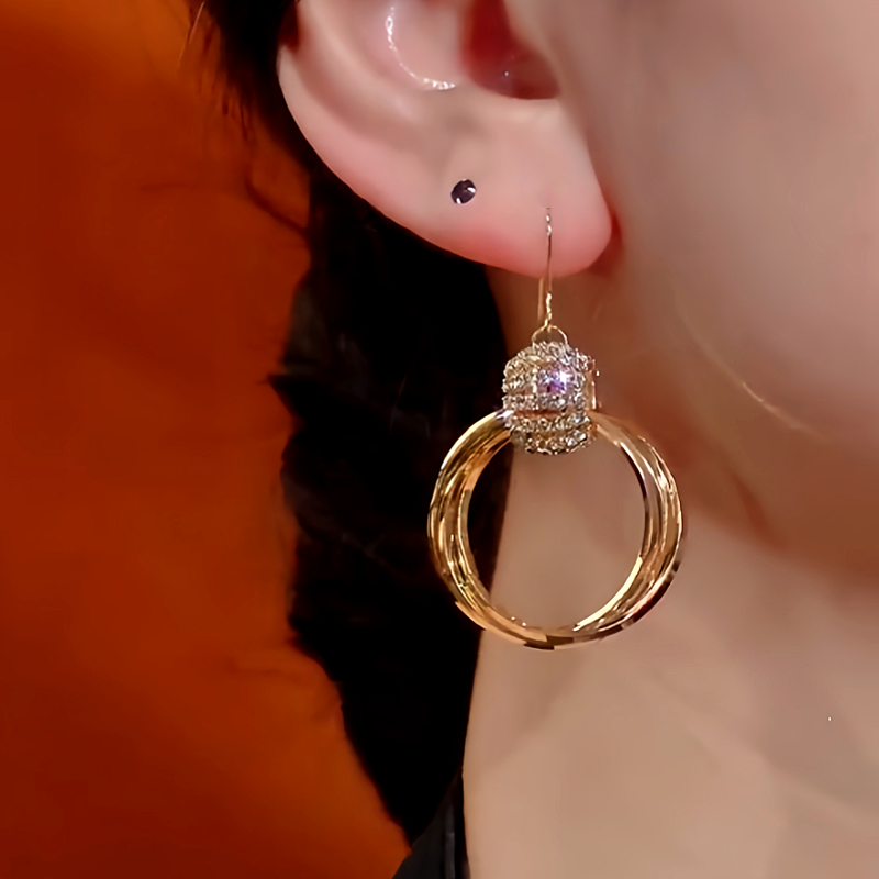 14K Gold-Plated Diamond Multi-Layer Hoop Earrings