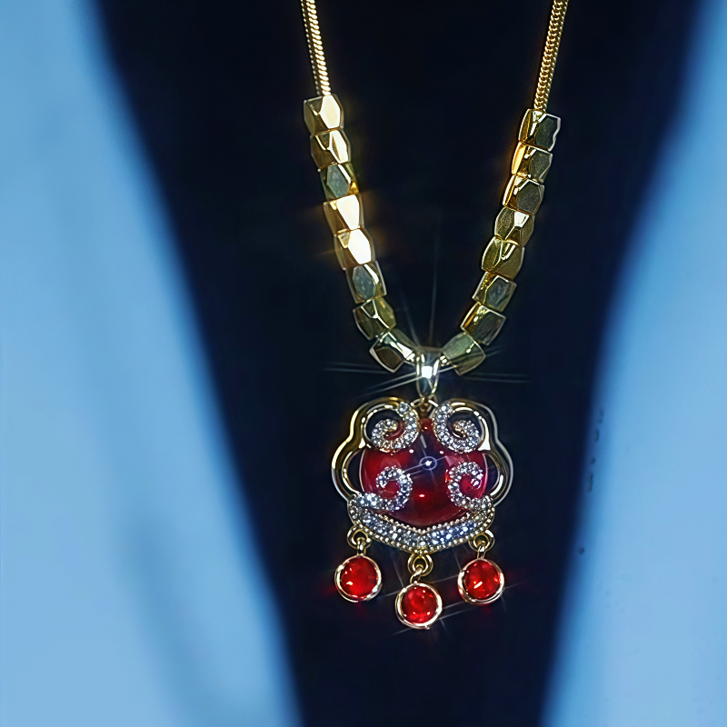 14K Gold-Plated Diamond Ruyi Lock Necklace