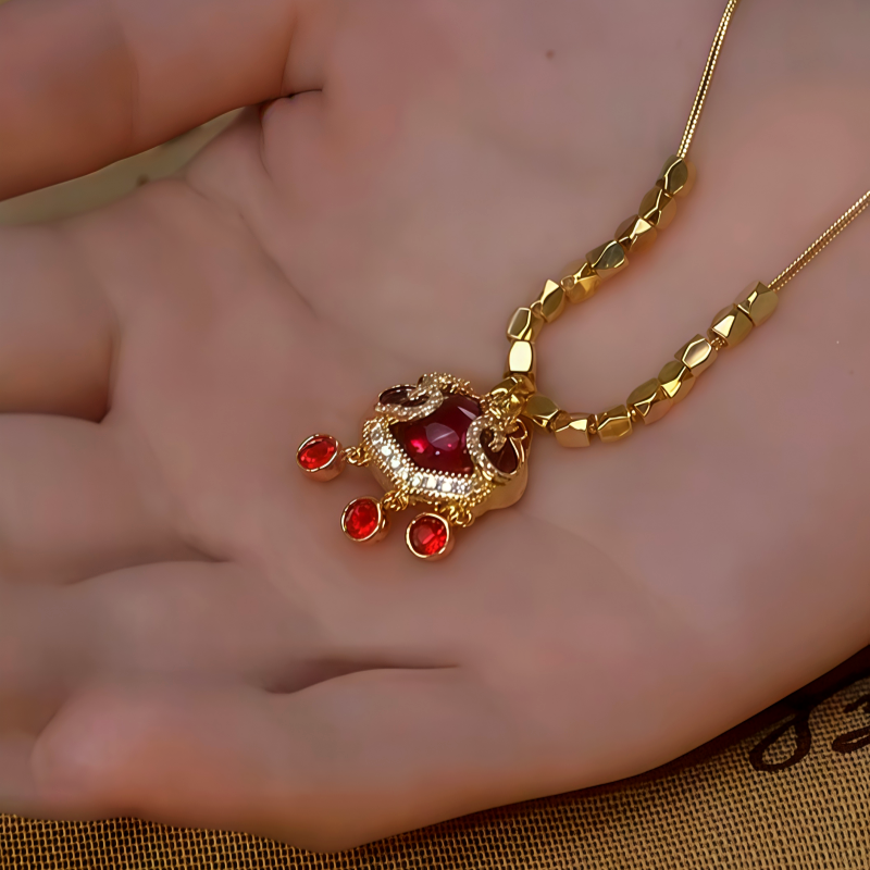 14K Gold-Plated Diamond Ruyi Lock Necklace