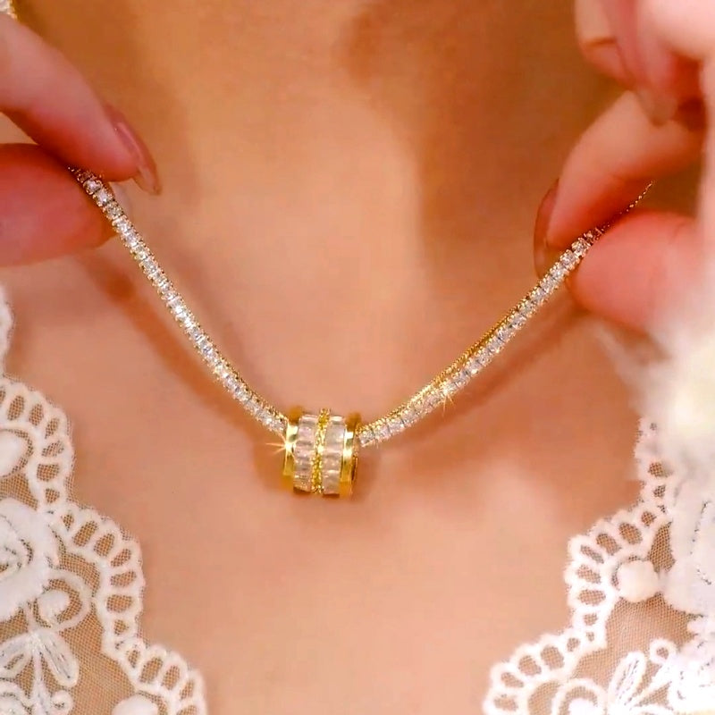 14K Gold-Plated Diamond Snake Bone Chain Necklaces