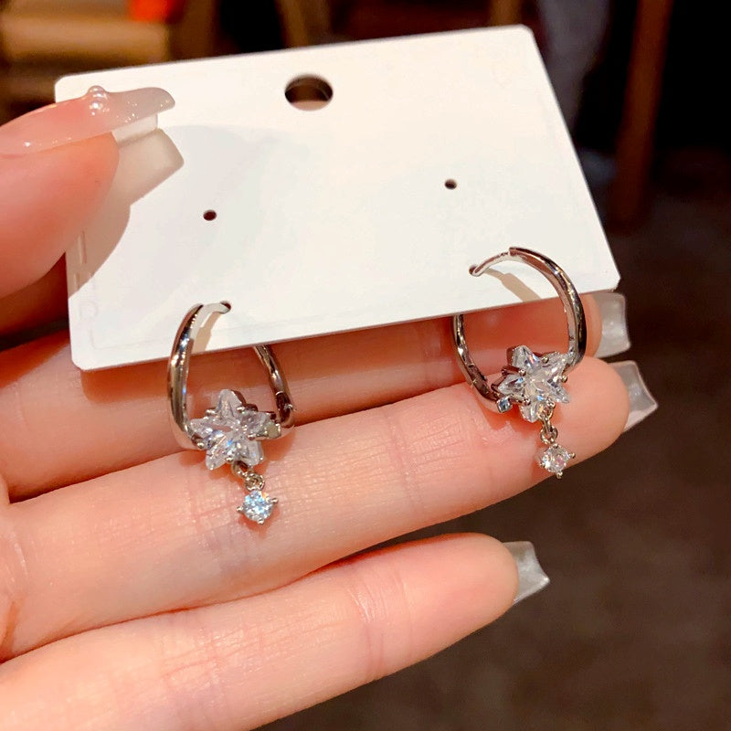 14K Gold-Plated Diamond Star Earrings