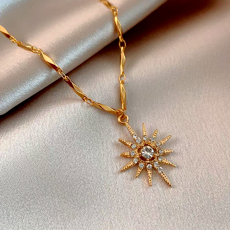 14K Gold-Plated Diamond Sun Necklaces