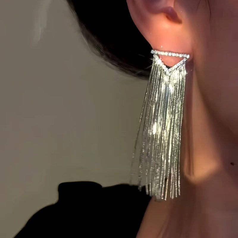 14K Gold-Plated Diamond Tassel Earrings