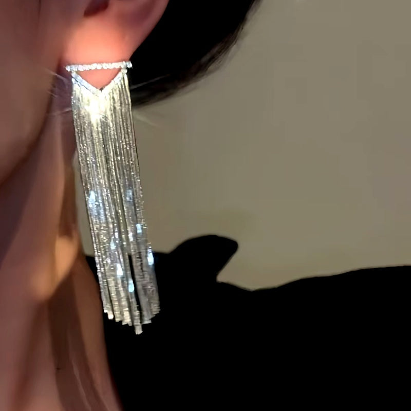 14K Gold-Plated Diamond Tassel Earrings