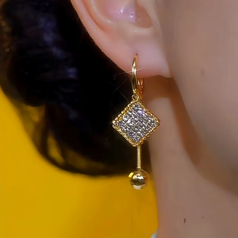14K Gold-Plated Diamond Water Drop Tassel Earrings