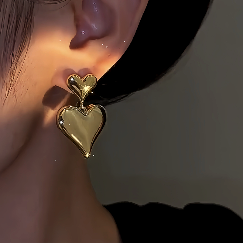 14K Gold-Plated Double-Heart Earrings