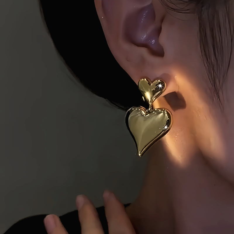 14K Gold-Plated Double-Heart Earrings