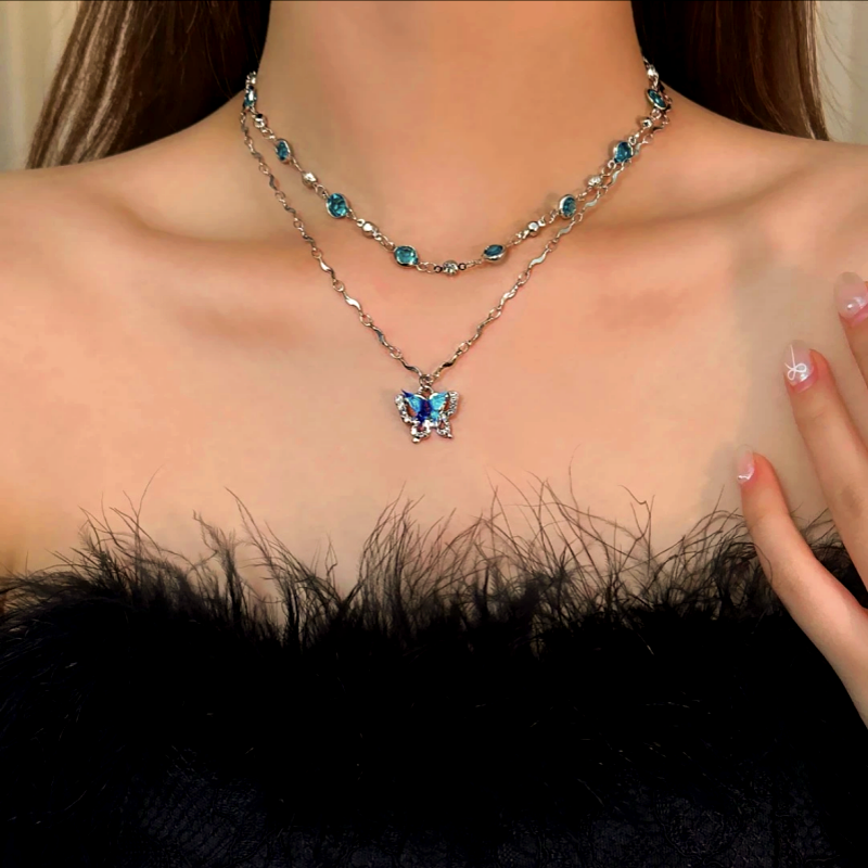 14K Gold-Plated Double-Layer Butterfly Necklaces