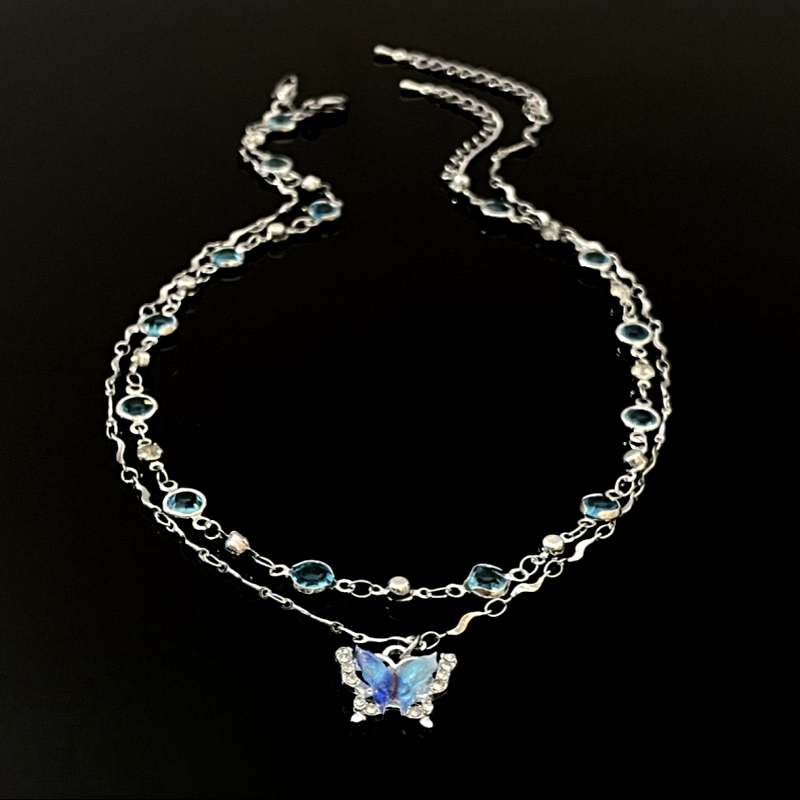 14K Gold-Plated Double-Layer Butterfly Necklaces