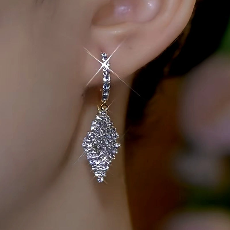 14K Gold-Plated Double-Layer Diamond Earrings