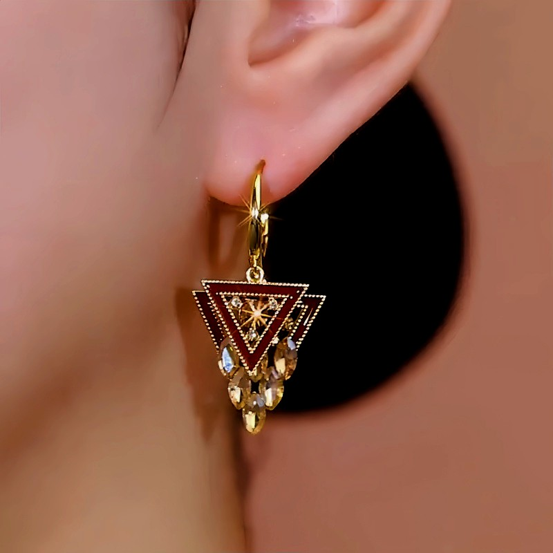 14K Gold-Plated Double-Layer Diamond Earrings