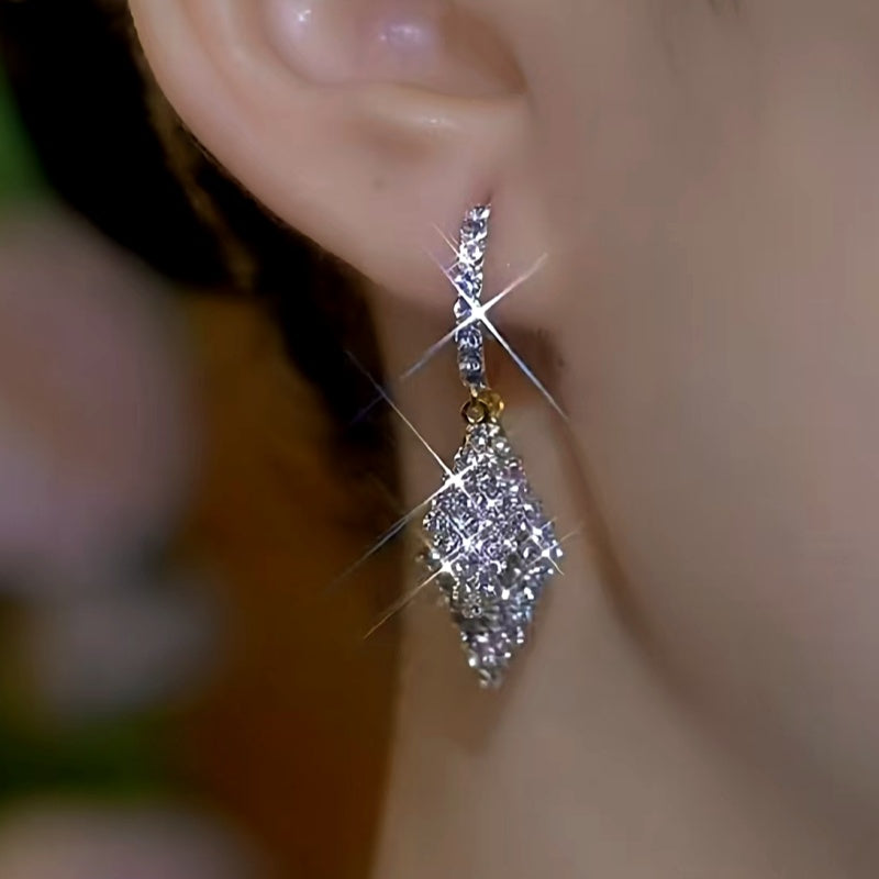 14K Gold-Plated Double-Layer Diamond Earrings