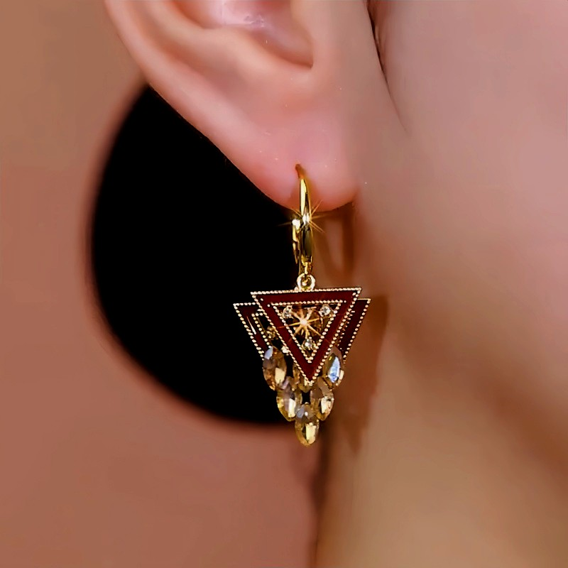 14K Gold-Plated Double-Layer Diamond Earrings