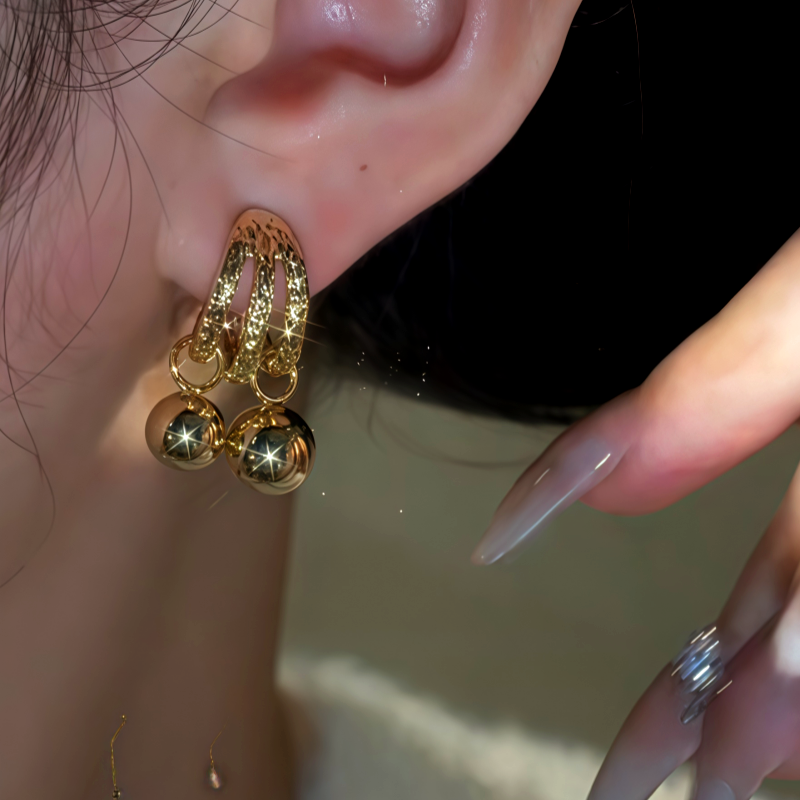 14K Gold-Plated Double-Layer Water Drop Earrings