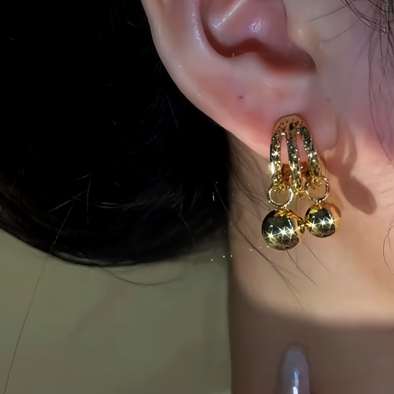 14K Gold-Plated Double-Layer Water Drop Earrings
