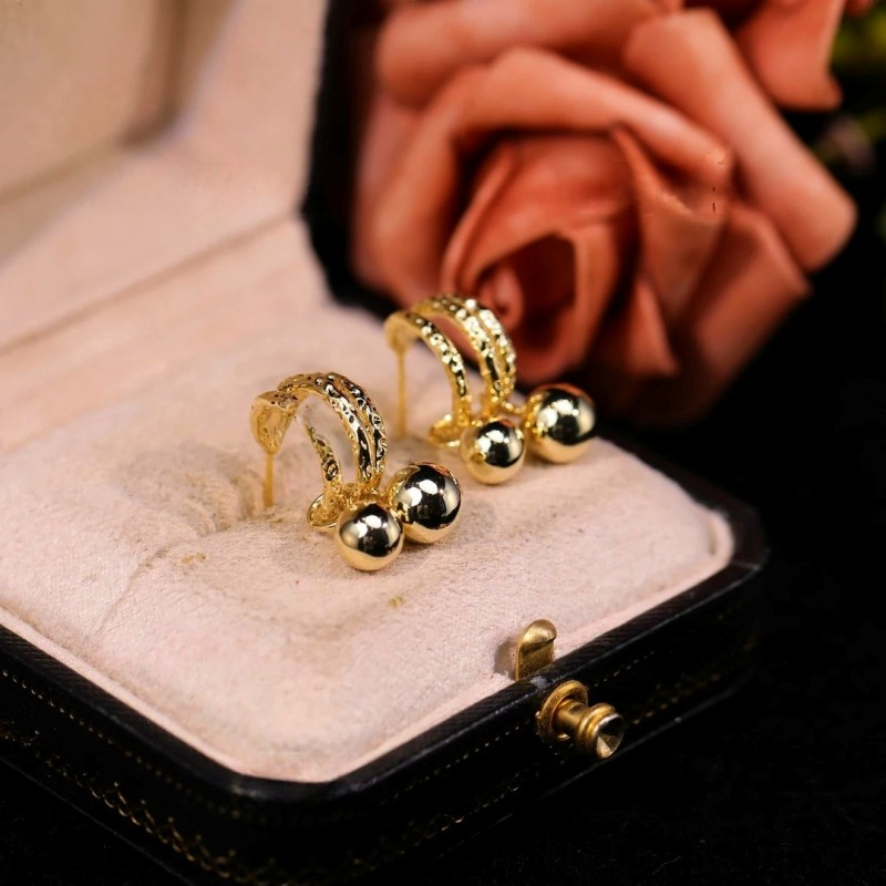14K Gold-Plated Double-Layer Water Drop Earrings