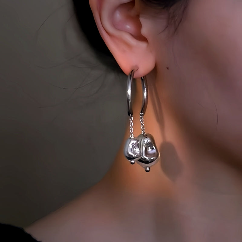14K Gold-Plated Double Ball Asymmetrical Earrings