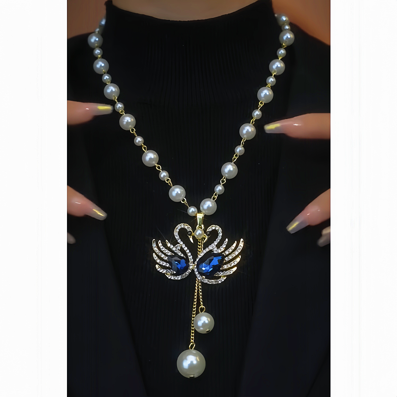 14K Gold-Plated Double Goose Pearl Necklace