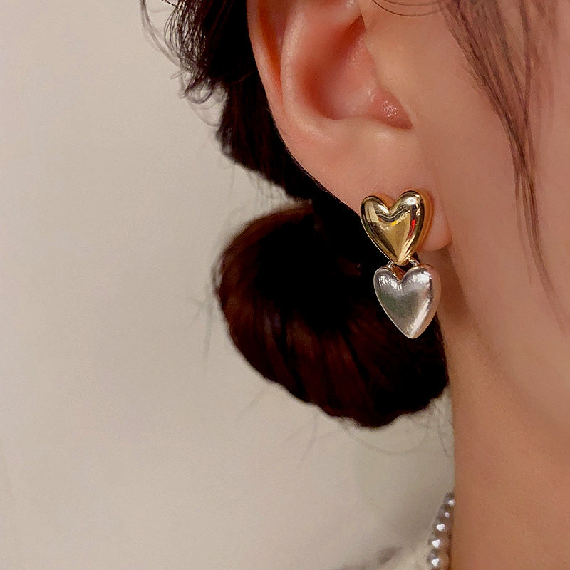 14K Gold-Plated Double Heart Earrings