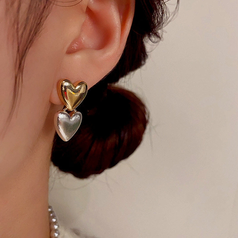 14K Gold-Plated Double Heart Earrings