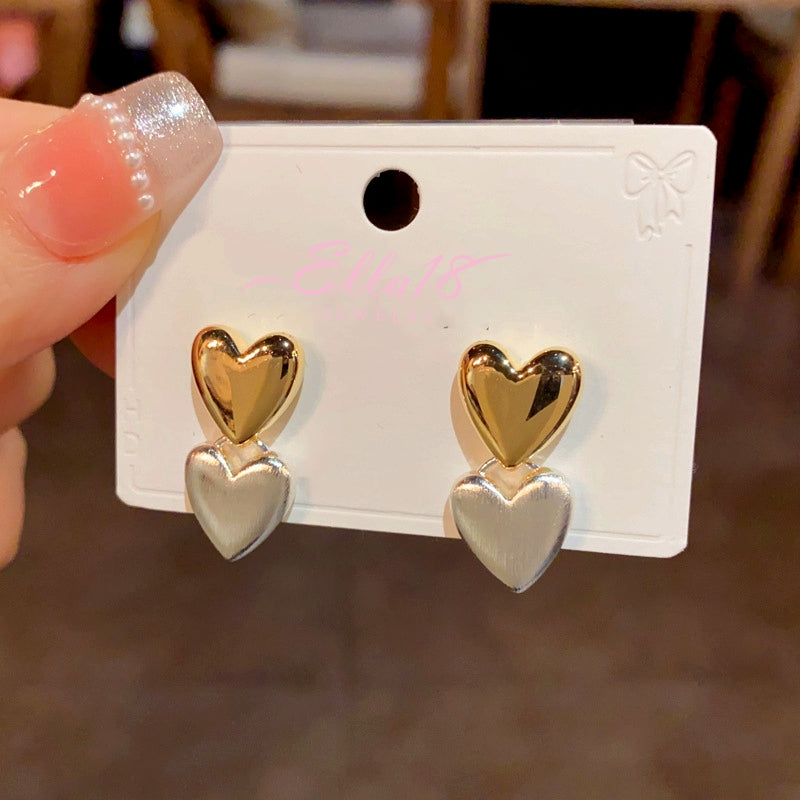 14K Gold-Plated Double Heart Earrings