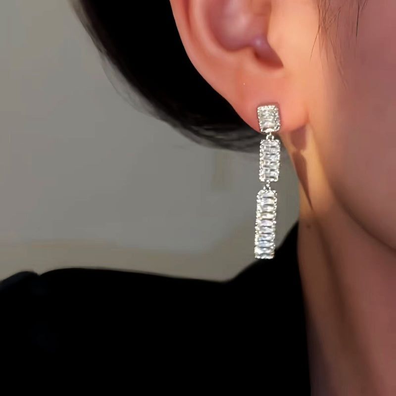 14K Gold-Plated Elegan Zircon Tassel Earrings