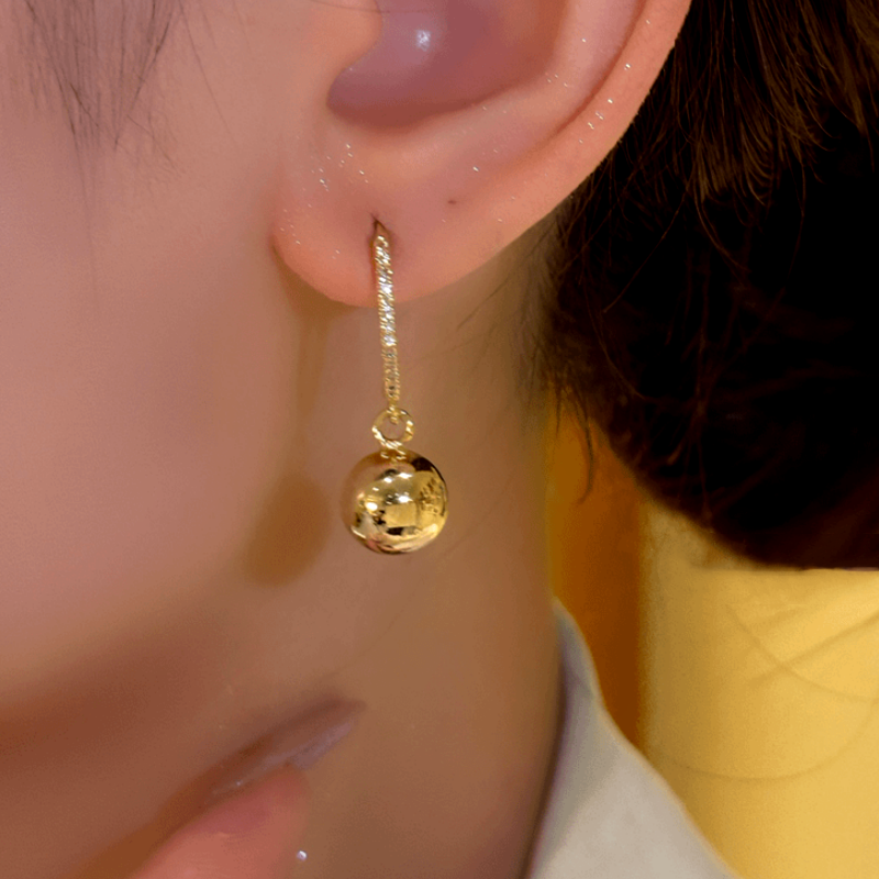 14K Gold-Plated Elegant Ball Pendant Earrings