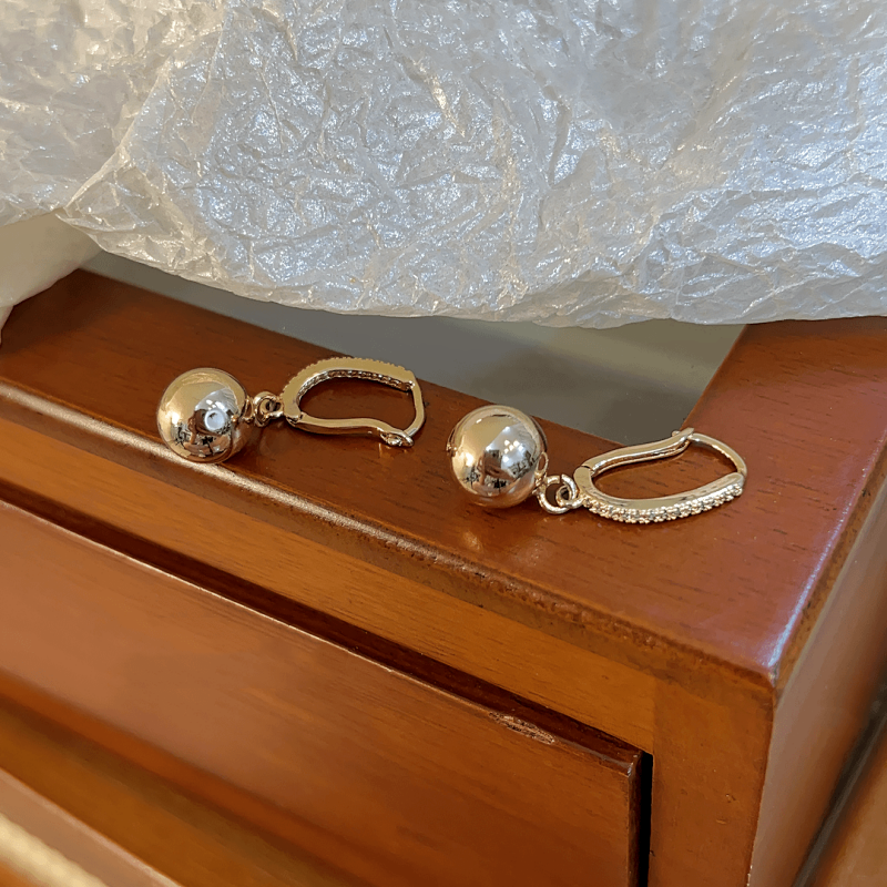 14K Gold-Plated Elegant Ball Pendant Earrings