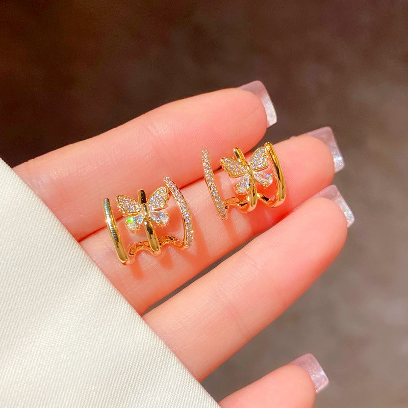 14K Gold-Plated Elegant Butterfly Studs