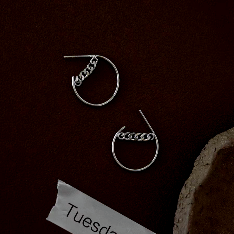 14K Gold-Plated Elegant C-Shaped Semicircular Chain Earrings