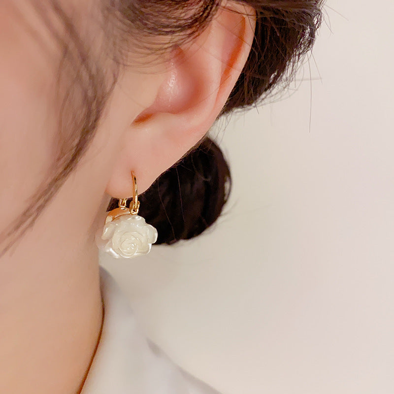 14K Gold-Plated Elegant Camellia Basket Earrings