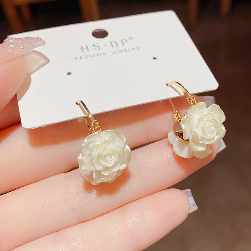 14K Gold-Plated Elegant Camellia Basket Earrings