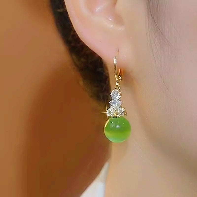 14K Gold-Plated Elegant Cat's Eye Earrings