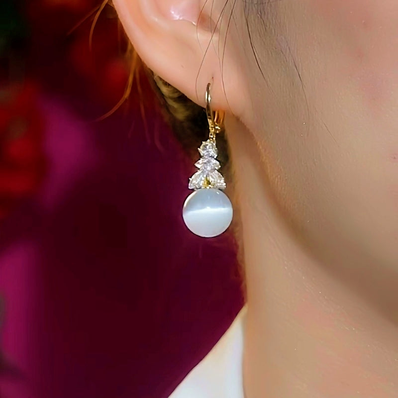 14K Gold-Plated Elegant Cat's Eye Earrings