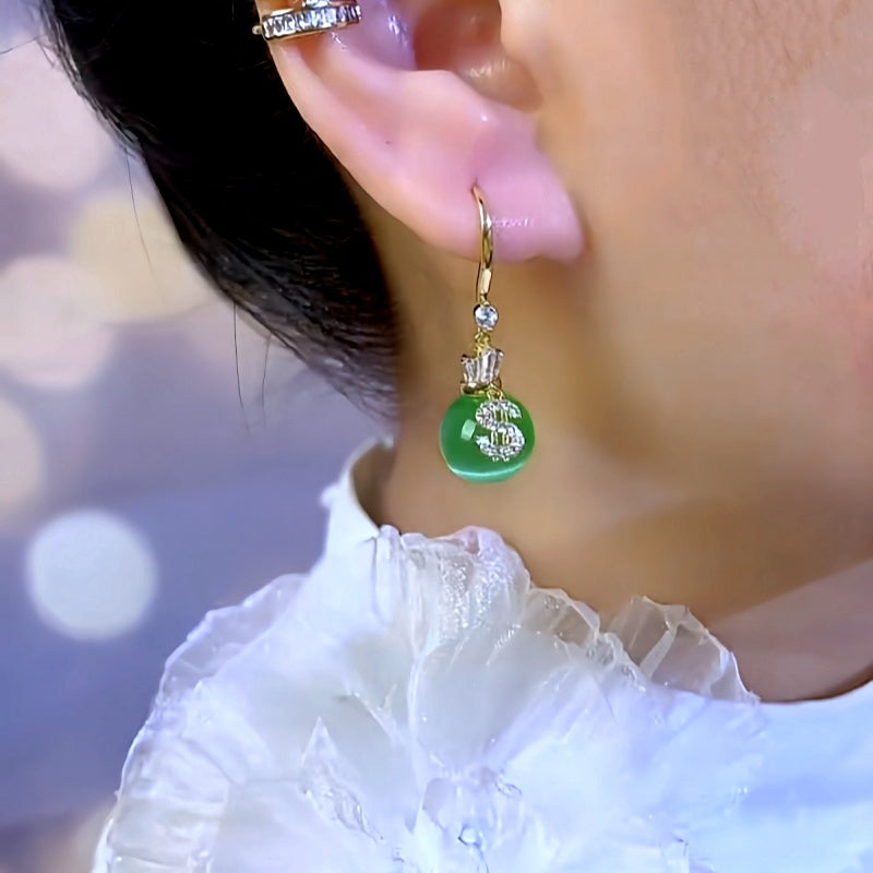 14K Gold-Plated Elegant Cat's Eye $ Earrings