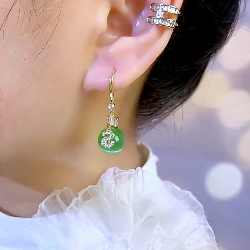 14K Gold-Plated Elegant Cat's Eye $ Earrings