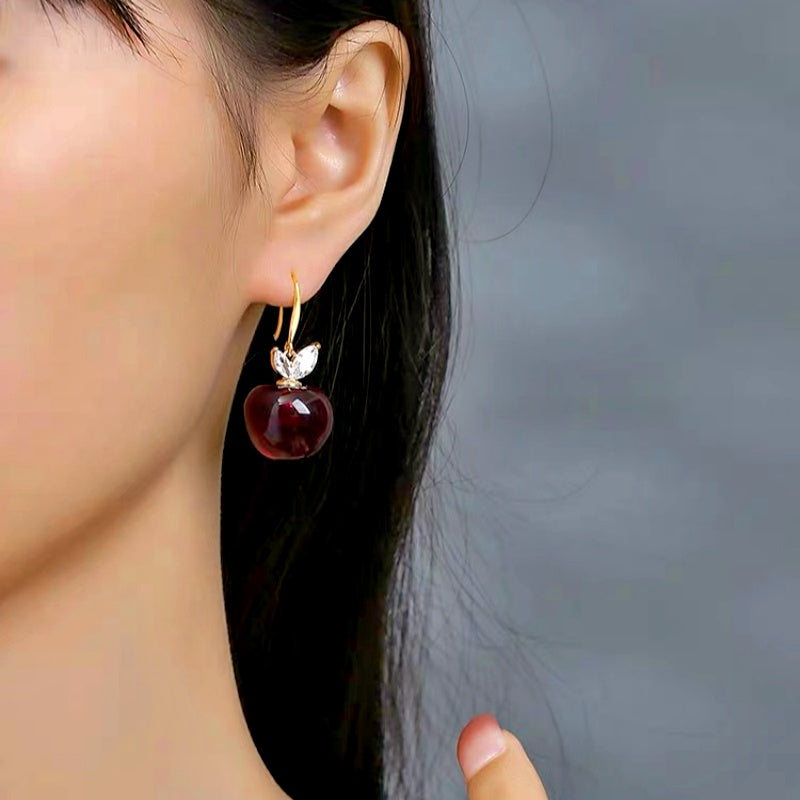 14K Gold-Plated Elegant Cherry Ear Hook Earrings