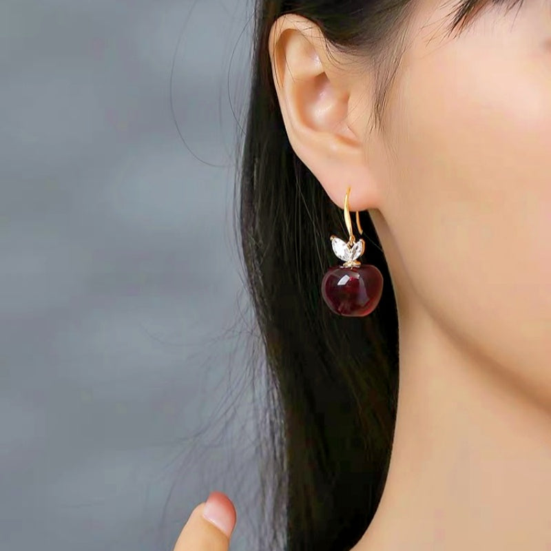 14K Gold-Plated Elegant Cherry Ear Hook Earrings